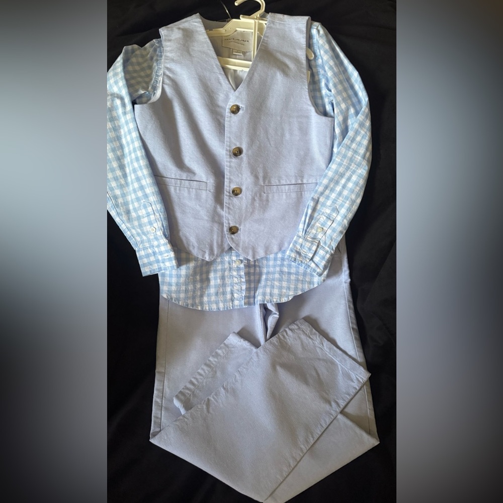 Janie and Jack Light Blue Boys' 3-Piece Vest Set size 8